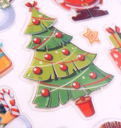 Naklejka świąteczna wypukła BAŁWANEK, MIKOŁAJ, CHOINKA 15 szt. Arpex