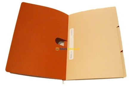 Skoroszyt zawieszany A4 do akt osobowych z okienkiem POMARAŃCZOWY czterodzielny A, B, C, D Spiral OPTIMAL