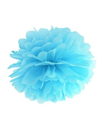 Pompon papierowy BŁĘKITNY 25 cm PartyDeco