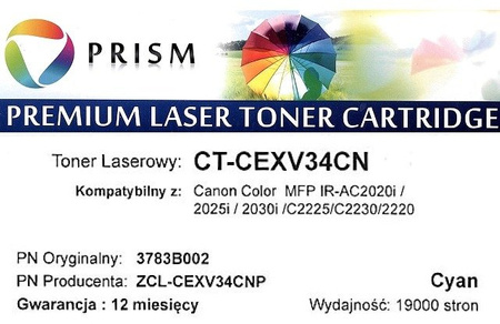 Toner do Canon CT-CEXV34CN (3783B002) CYAN PRISM