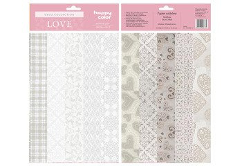 Papier bawełniany ozdobny EFEKT ELEGANCE LOVE mix wzorów 1 arkusz happy color