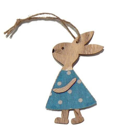 Zajączek w sukience z drewna zawieszka Arpex
