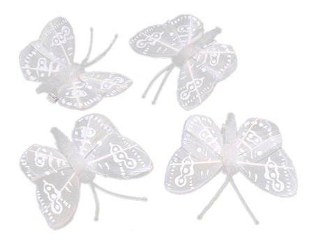 Motyl materiałowy na klipie BIAŁY 3,5 cm 4 szt. CAT