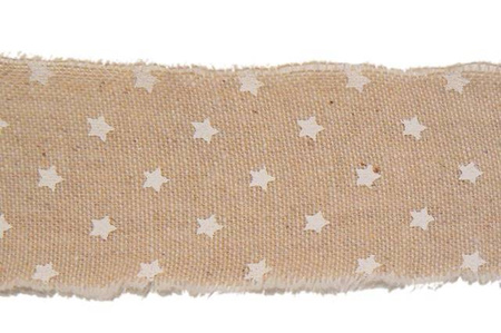 Taśma juta BEŻOWA NATURALNA w gwiazdki 5 cm x 3 m