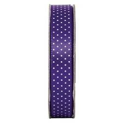 Tasiemka satynowa w kropki DEEP PURPLE 0,95 cm 3 m Anita`s docrafts