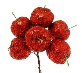 JABŁKA brokatowe CZERWONE 2,5 cm 6 szt. Arpex