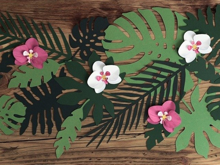 Orchidea RÓŻOWA i BIAŁA wycinanka z papieru 8,5 cm 6 szt. PartyDeco