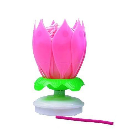 Świeczka grająca i wirująca KWIATEK RÓŻOWY Arpex