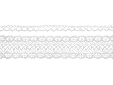 Koronka bawełniana VINTAGE MOMENTS BIAŁA 1 cm i 4,5 cm 3 m PartyDeco