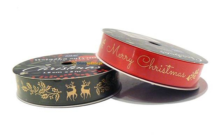 Tasiemka satynowa 2 szt. CHRISTMAS 1,5 cm 3 m INTERDRUK