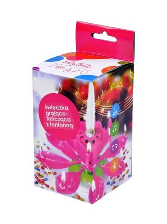 Świeczka grająca i wirująca KWIATEK RÓŻOWY Arpex