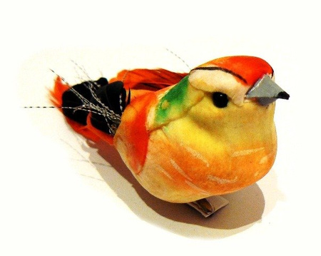 Ptaszek na klipie KOLOROWY 4,5 cm Luk