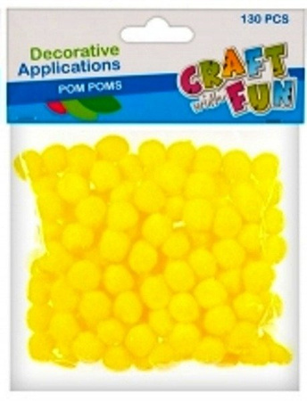Pompony ŻÓŁTE 1,5 cm 130 szt. Craft with Fun