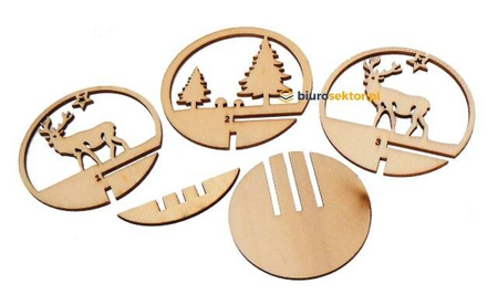 Ozdoby drewniane do kul akrylowych JELEŃ W LESIE 3D 8 cm Aliga