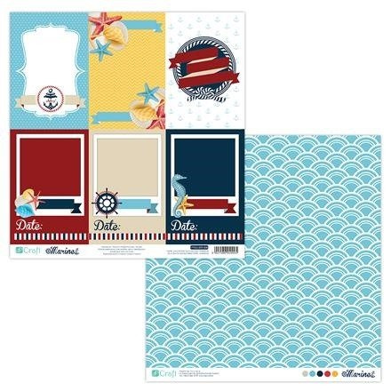 Papier do scrapbookingu dwustronny 30,5 x 30,5 cm MARINE 08 dpCraft