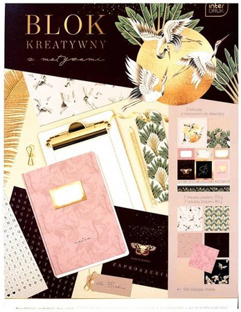 Papier do scrapbookingu jednostronny A4 SATIN GOLD zestaw (blok kreatywny) INTERDRUK