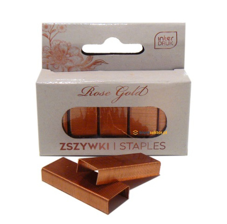 Zszywki 24/6 kolorowe miedziane ROSE GOLD INTERDRUK