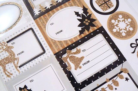 Etykiety na prezenty samoprzylepne GLAMOUR BROKATOWE BOŻE NARODZENIE 23 szt. Arpex