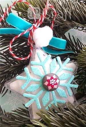 Naklejka z pianki brokatowa ŚNIEŻYNKI 2 12 szt. dpCraft