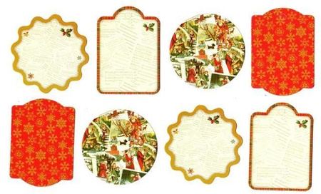 Tag zawieszka MIKOŁAJ, ŚNIEŻYNKI THE MAGIC OF CHRISTMAS 8 szt. Dovecraft