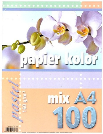 Papier A4 160 g MIX KOLORÓW PASTEL 100 szt. Kreska