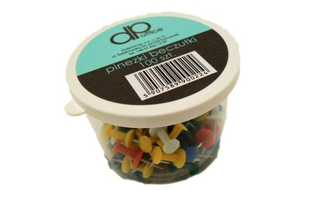 Pinezki tablicowe beczułki kolorowe 100 szt. dp office