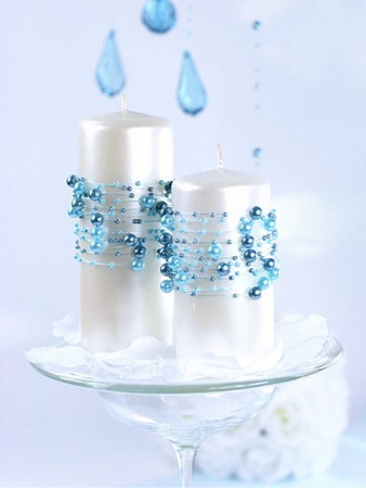 Perły na sznurku TURKUSOWE 1,30 m PartyDeco