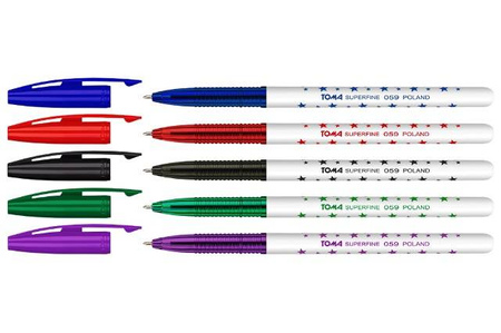 Długopis w gwiazdki FIOLETOWY Super fine TOMA