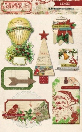 Naklejki warstwowe VINTAGE CHRISTMAS LAYERED STICKERS 7 szt. My Mind`s Eye