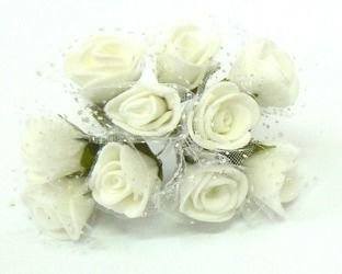 Kwiaty RÓŻA BIAŁA 2,5 cm z pianki foamiran 10 szt. Luk