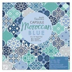 Papier do scrapbookingu jednostronny 30,5 x 30,5 cm zestaw 32 szt. CAPSULE MOROCCAN BLUE Papermania docrafts
