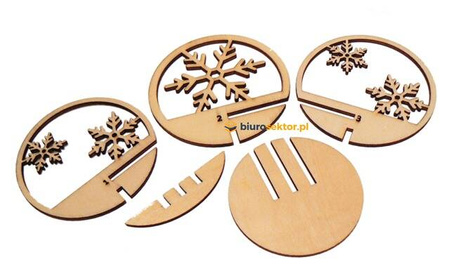 Ozdoby drewniane do kul akrylowych ŚNIEŻYNKI 3D 8 cm Aliga