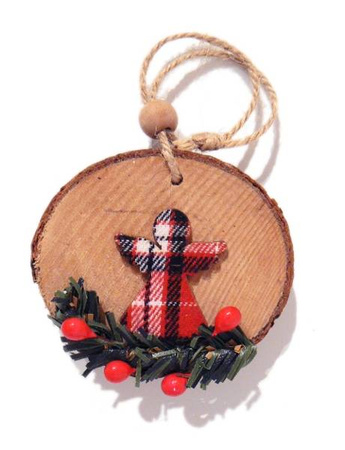 Aniołek z jodłą plaster drewna zawieszka Arpex