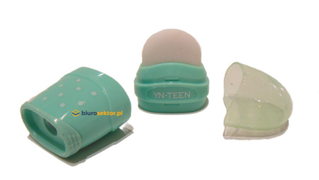 Temperówka i gumka do ścierania ZIELONY MIĘTOWY PASTEL INTERDRUK