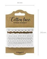 Koronka bawełniana VINTAGE MOMENTS BIAŁA 1 cm i 4,5 cm 3 m PartyDeco