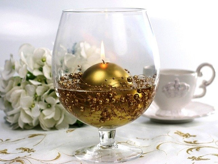 Perełki na sznurku ZŁOTY PERŁOWY 1,30 m PartyDeco