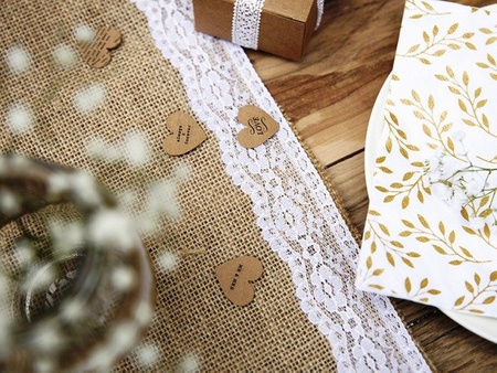 Juta NATURALNA z białą koronką 28 cm x 2,75 m PartyDeco