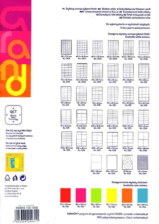 Etykiety samoprzylepne 210 x 148 mm Grand