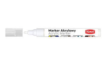 Marker akrylowy z okrągłą końcówką BIAŁY TOMA