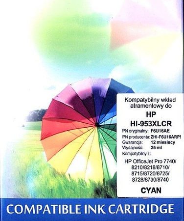 Tusz do HP HI-953XLCR (F6U16AE) CYAN PRISM