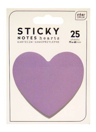 Karteczki samoprzylepne SERCE 7,5 x 6,8 cm 25 szt. Interdruk
