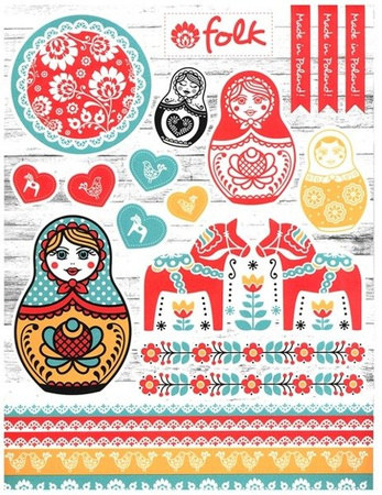 Papier do scrapbookingu jednostronny A4 FOLK zestaw (blok kreatywny) INTERDRUK
