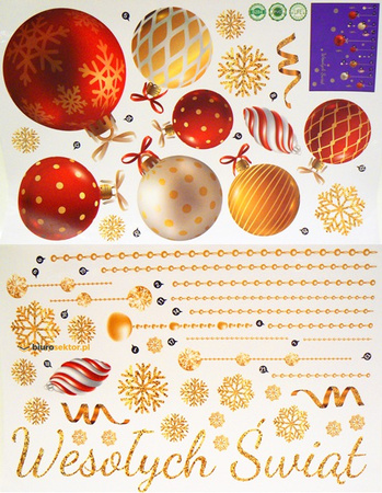 Naklejka elektrostatyczna na okno BOMBKI, ŁAŃCUCHY WESOŁYCH ŚWIĄT 2 szt. 30 x 45 cm Arpex