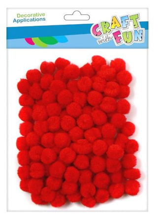Pompony CZERWONE 1 cm 120 szt. Craft with Fun
