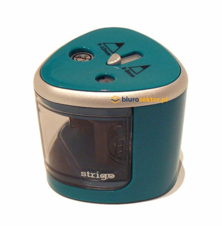 Temperówka elektryczna podwójna z pojemnikiem ZIELONA TURKUSOWA Strigo