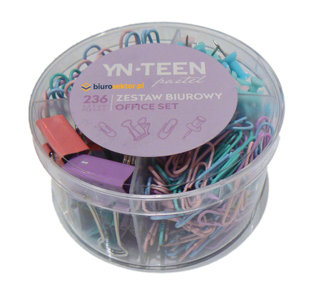 Spinacze, klipy i pinezki w pudełku 236 szt. PASTEL INTERDRUK