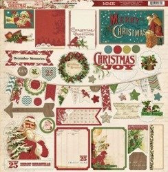 Kształty tekturowe brokatowe samoprzylepne CHIPBOARD VINTAGE CHRISTMAS 35 szt. My Mind`s Eye