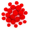 Pompony akrylowe 24 szt. mix rozmiarów CZERWONE dpCraft