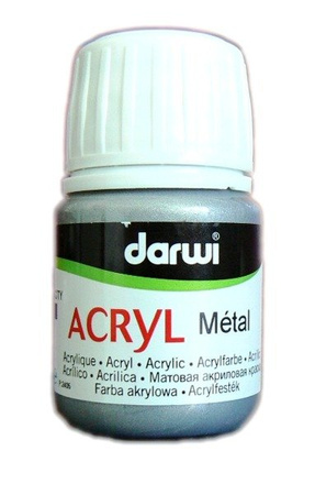 Farba akrylowa SREBRNA METALICZNA 30 ml Darwi