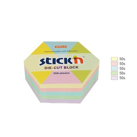 Karteczki samoprzylepne 61 x 70 mm SZEŚCIOKĄT PASTEL 250 szt. Stick'n